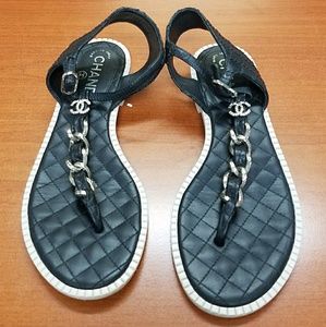 Chanel Logo Chain Sandals